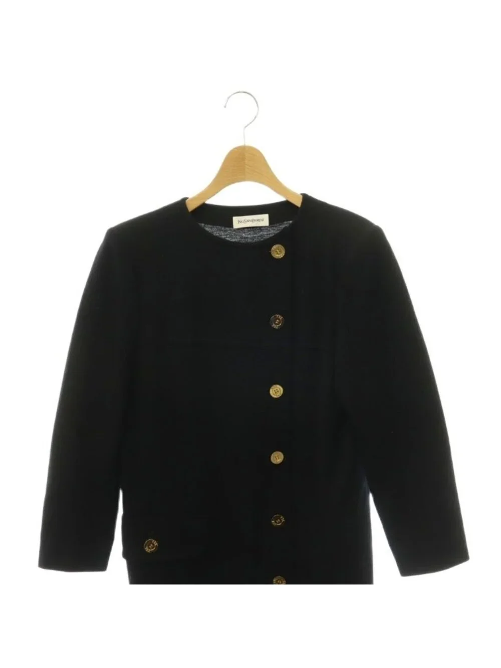 Saint Laurent Cardigan Long Sleeve Crew Neck Wool Black M